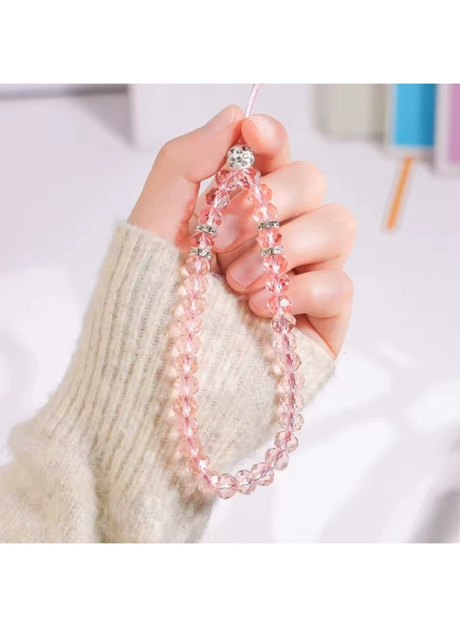 4 قطع من حبال تعليق الهاتف المحمول المزينة بخرز كريستالي، سلسلة تعليق قصيرة لامعة لليد والمعصم، مناسبة للفتيات والنساء، لحمل الهاتف المحمول وحقيبة الكاميرا. - Image 4